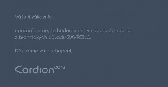 V sobotu 30. 8. budeme mít ZAVŘENO